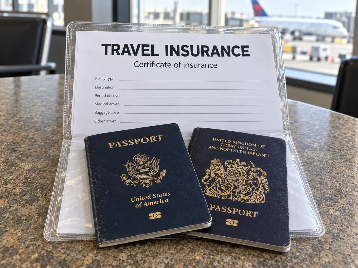 Do you need travel insurance for Thailand?: passport and supporting paperwork (AI-assisted editorial illustration)