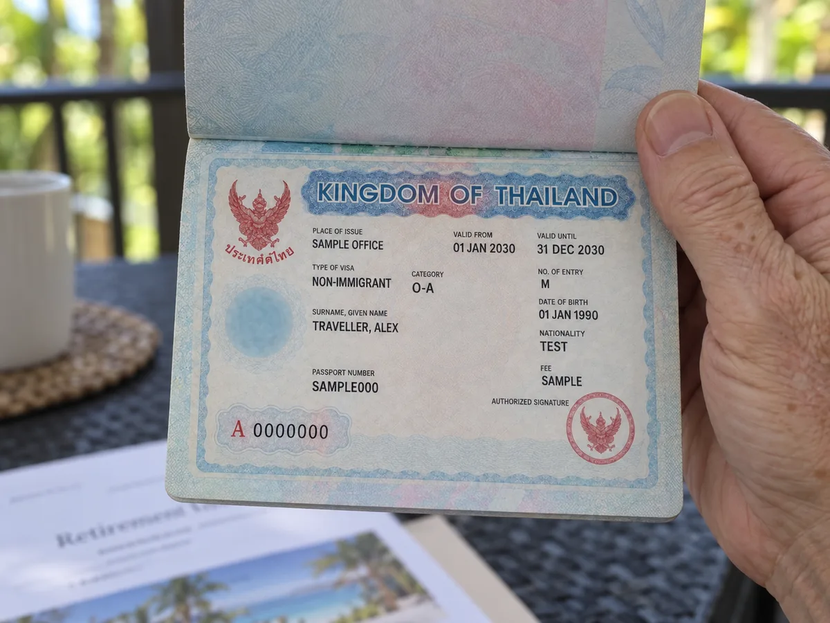 Thailand retirement visa guide: Non-O, O-A, O-X and LTR: passport and supporting paperwork (AI-assisted editorial illustration)