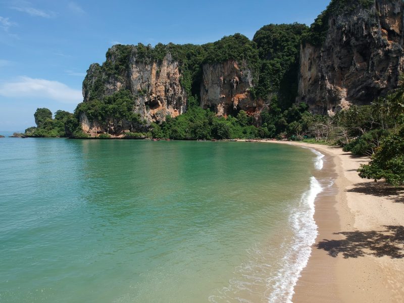 Aerial view of rock climbing at Railay
