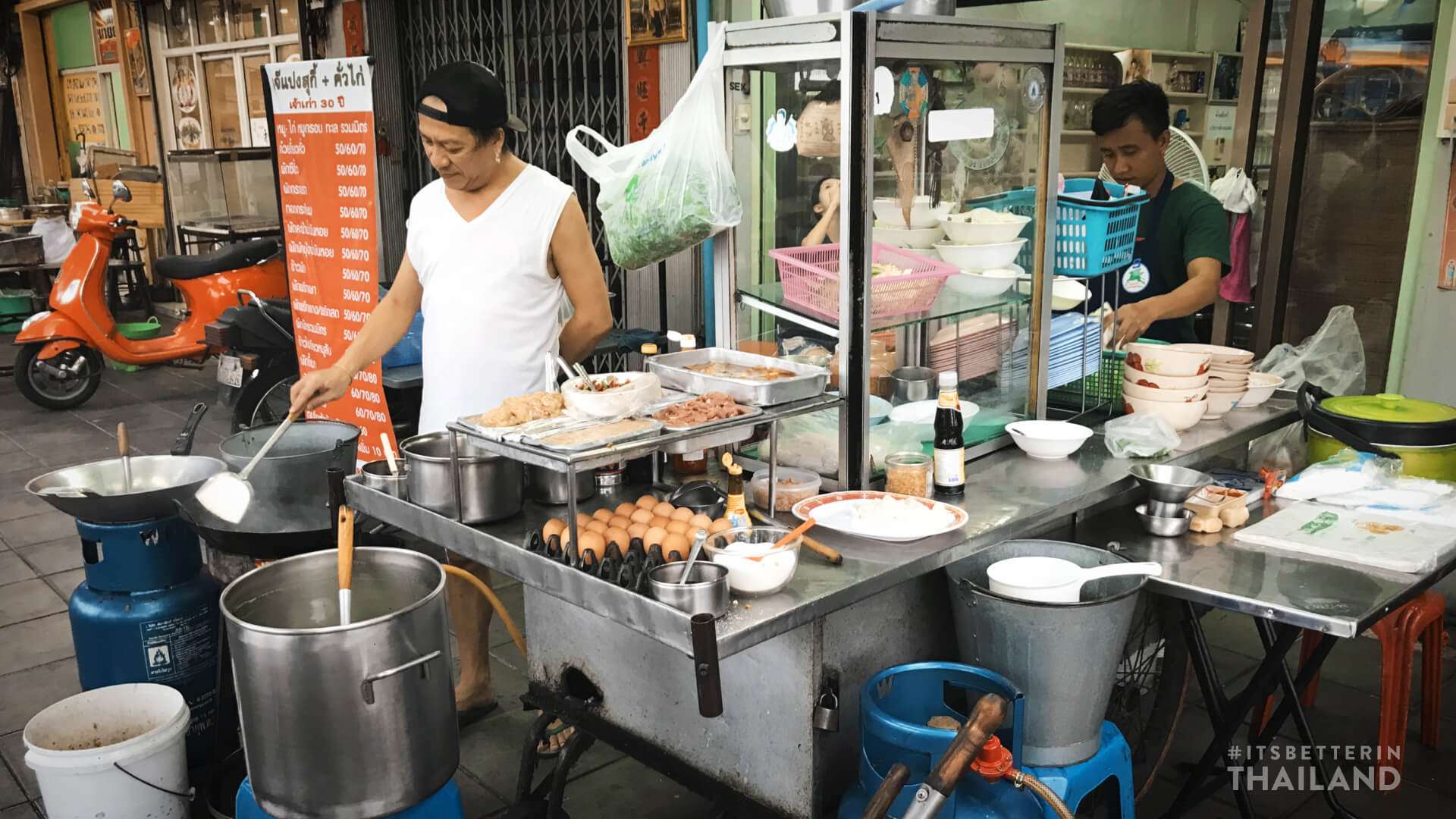 Stir fried street food in Thailand