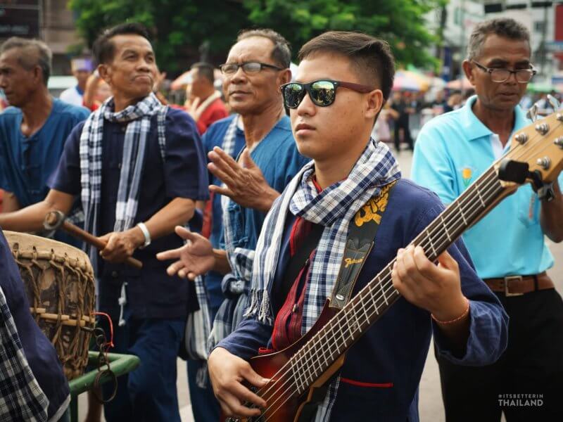 Yasothon Bun Bang Fai Rocket Festival parade musician