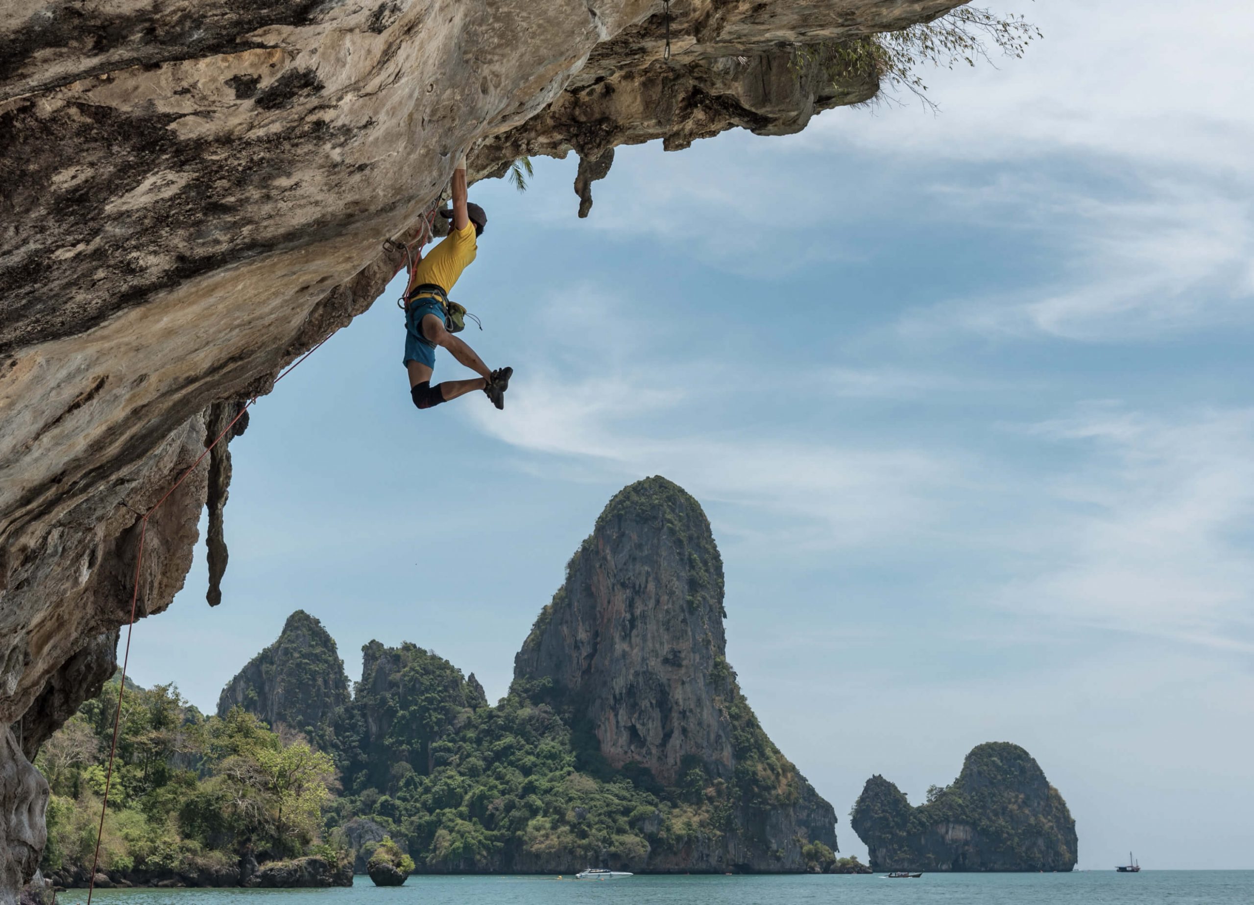 Rock climbing on Tonsai Roof in Thailand
